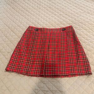 Topshop Red Plaid Mini Skirt NWT